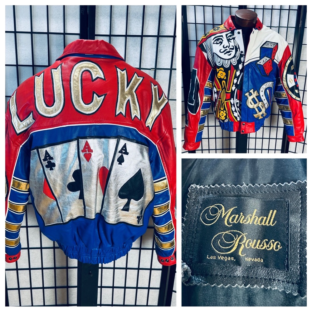 Marshall Rousso, Las Vegas, Vintage LUCKY 7 Poker Gambling Leather Jacket